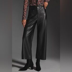 The Colette Cropped Wide-Leg Faux Leather Pants by Maeve